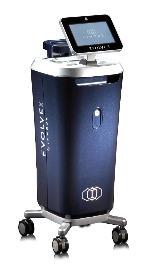 The Evolve body contouring system, a tall console with treatment applicators