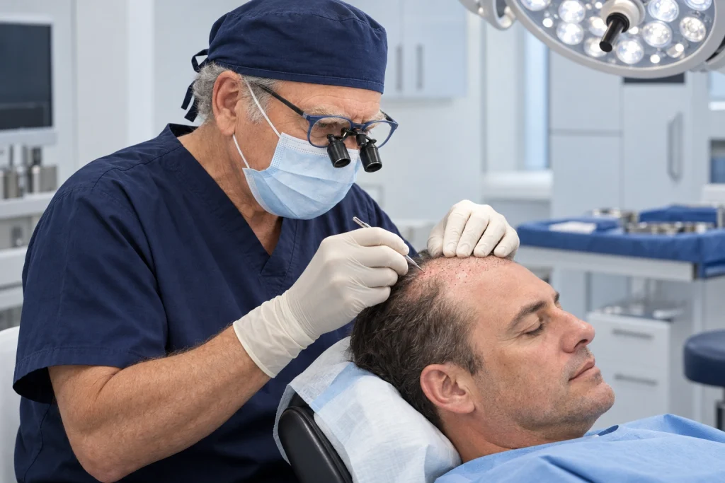 Dr. Paul Rose performing an FUE hair transplant