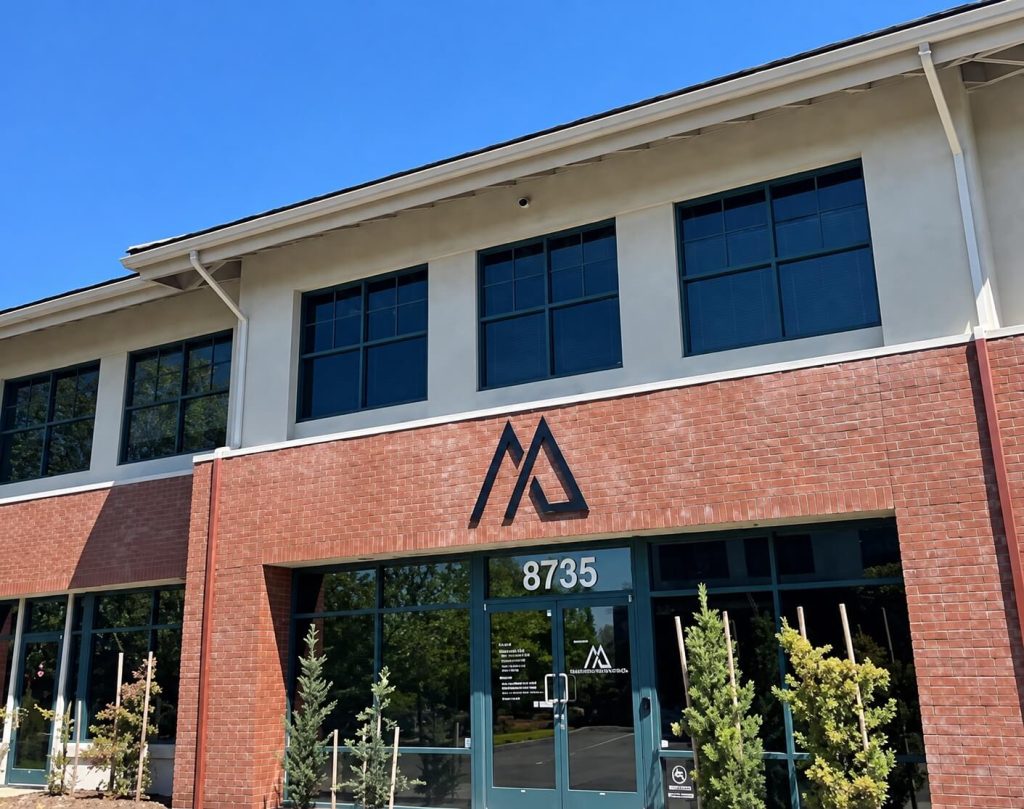 Golden State Dermatology's Roseville office, a red-brick building at 8735 Sierra College Blvd